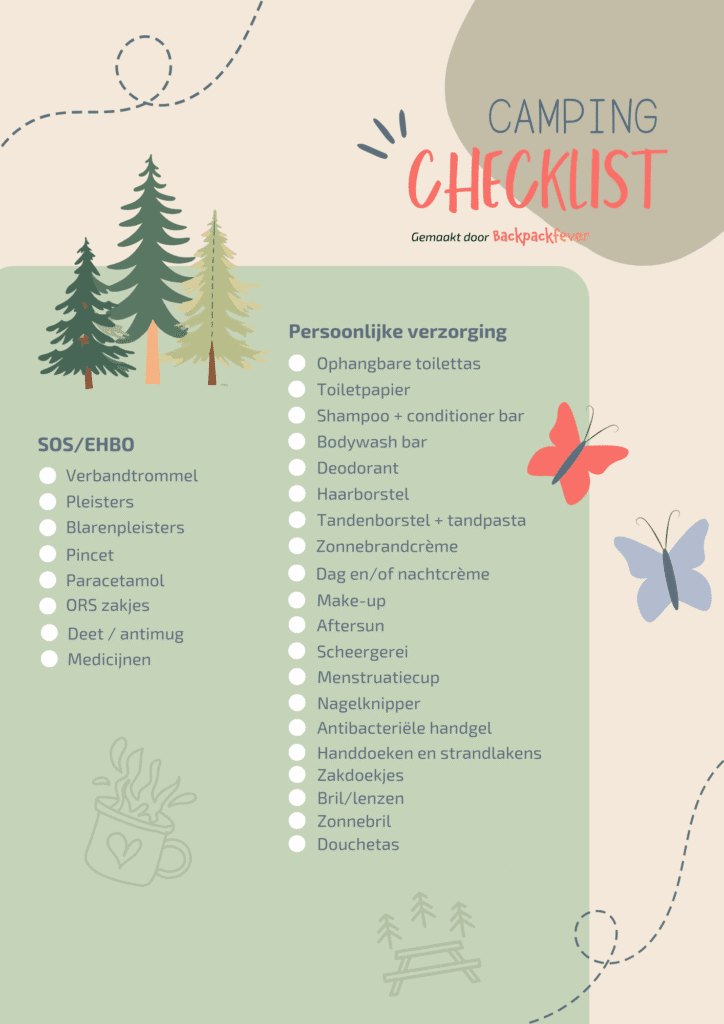 Checklist kamperen met de tent _ EHBO en persoonlijke verzorging