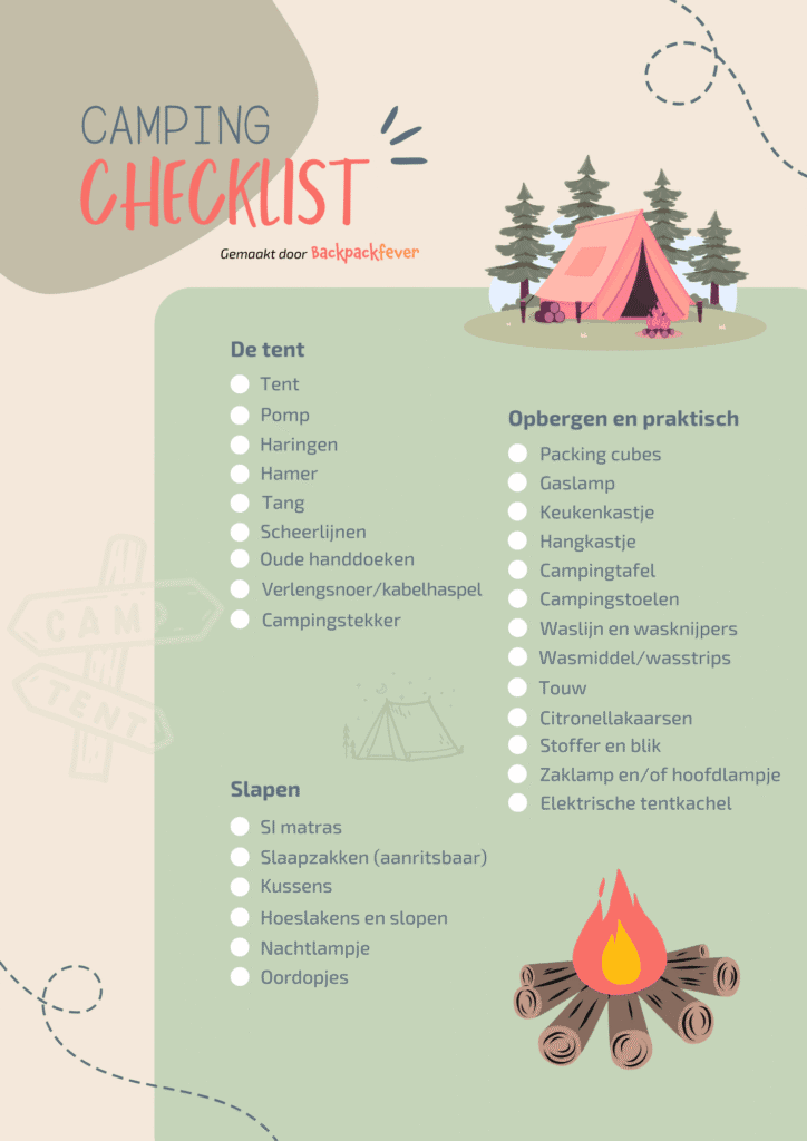 Inpaklijst kamperen met de tent _ Tent, opbergen en slapen