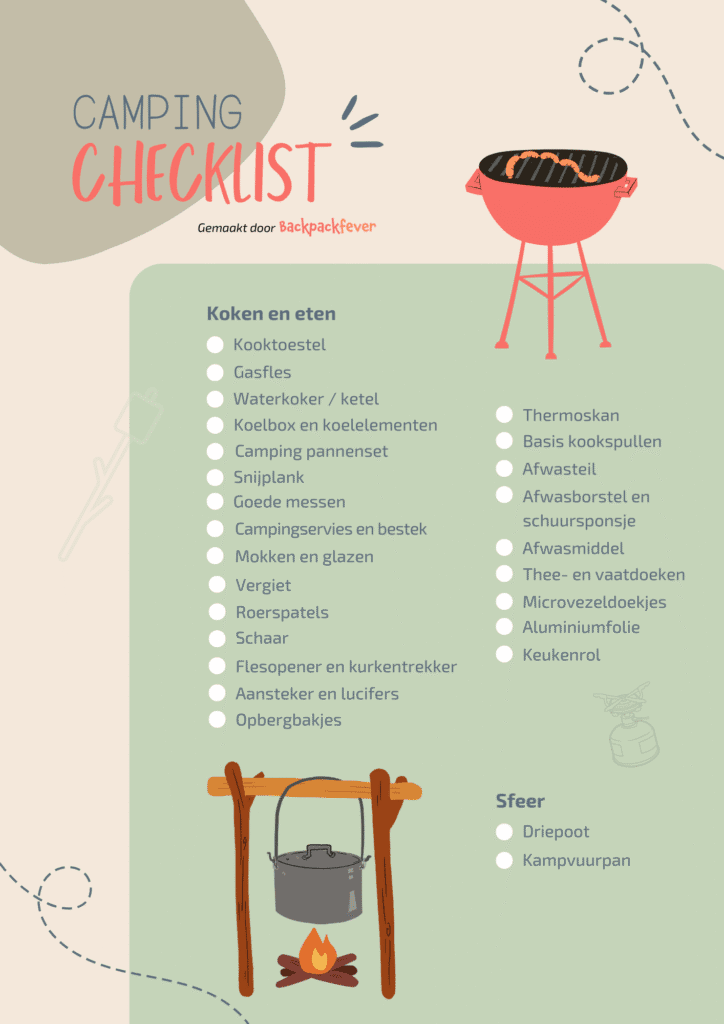 Paklijst kamperen tent _ Koken en eten