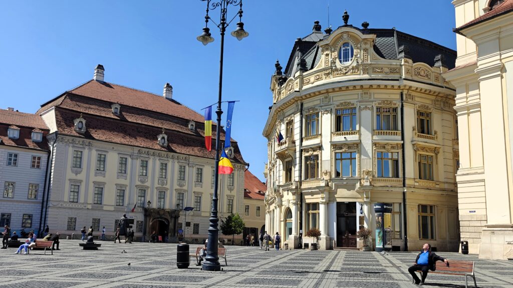 Het centrale plein in Sibiu Roemenië