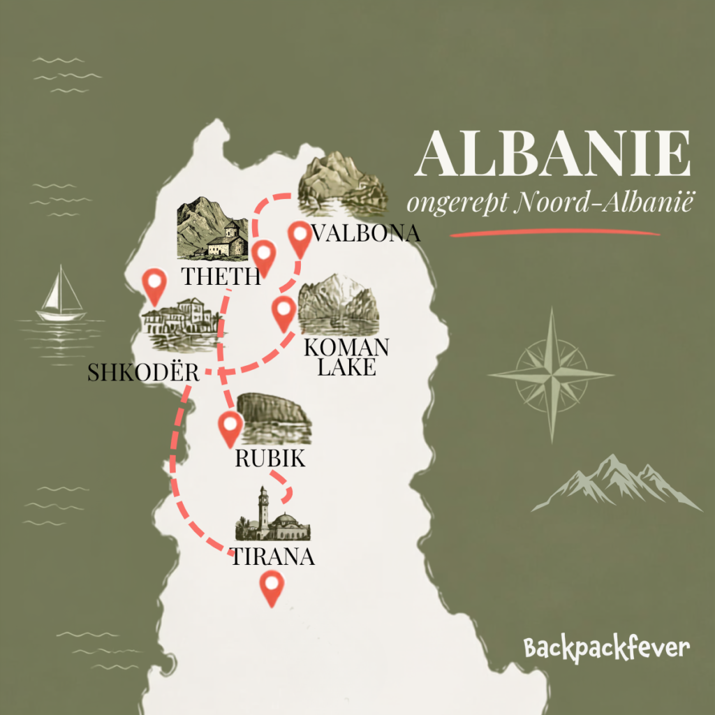 Albanië ongerept Noord Albanië reisroute